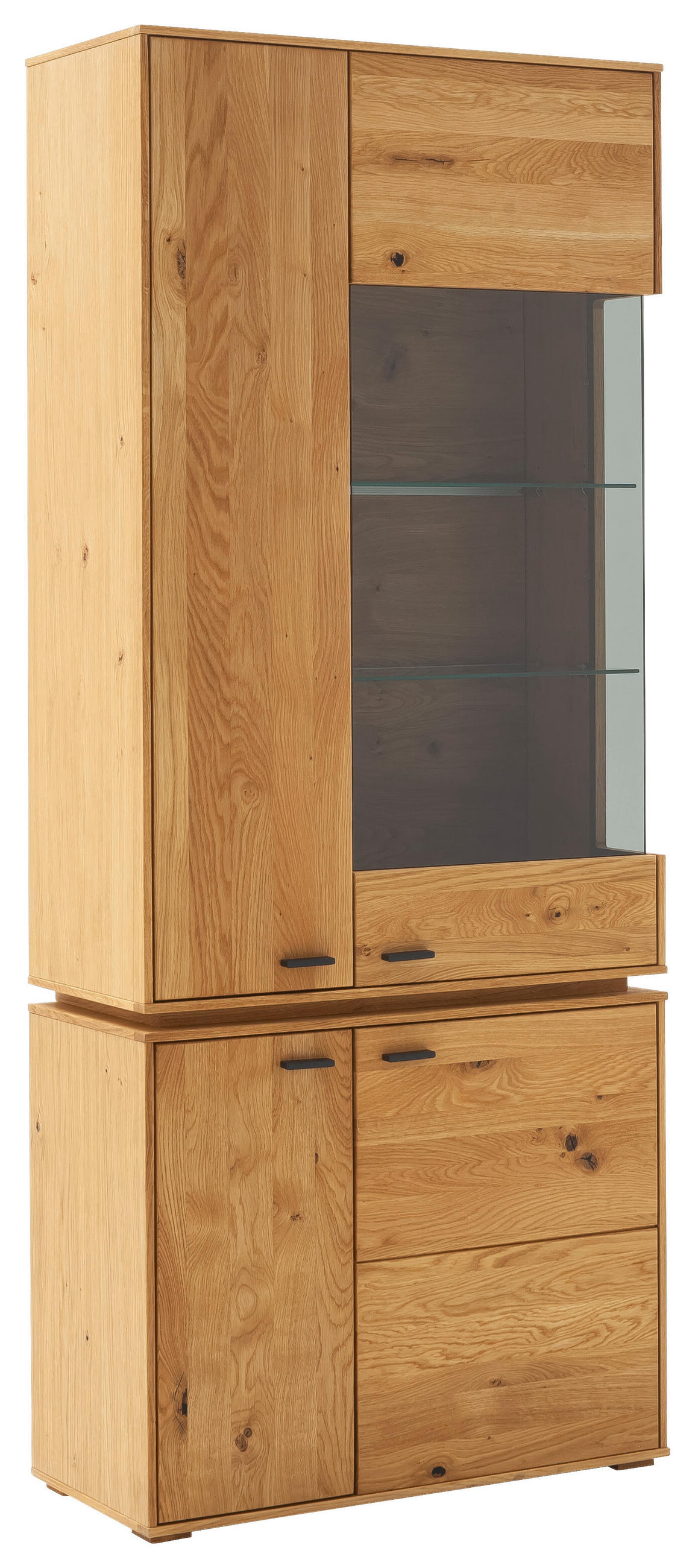 VITRINE in furniert, massiv Wildeiche Wildeiche  - Wildeiche/Anthrazit, Natur, Glas/Holz (83/202/38cm) - MID.YOU