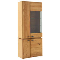 VITRINE in furniert, massiv Wildeiche Wildeiche  - Wildeiche/Anthrazit, Natur, Glas/Holz (83/202/38cm) - MID.YOU