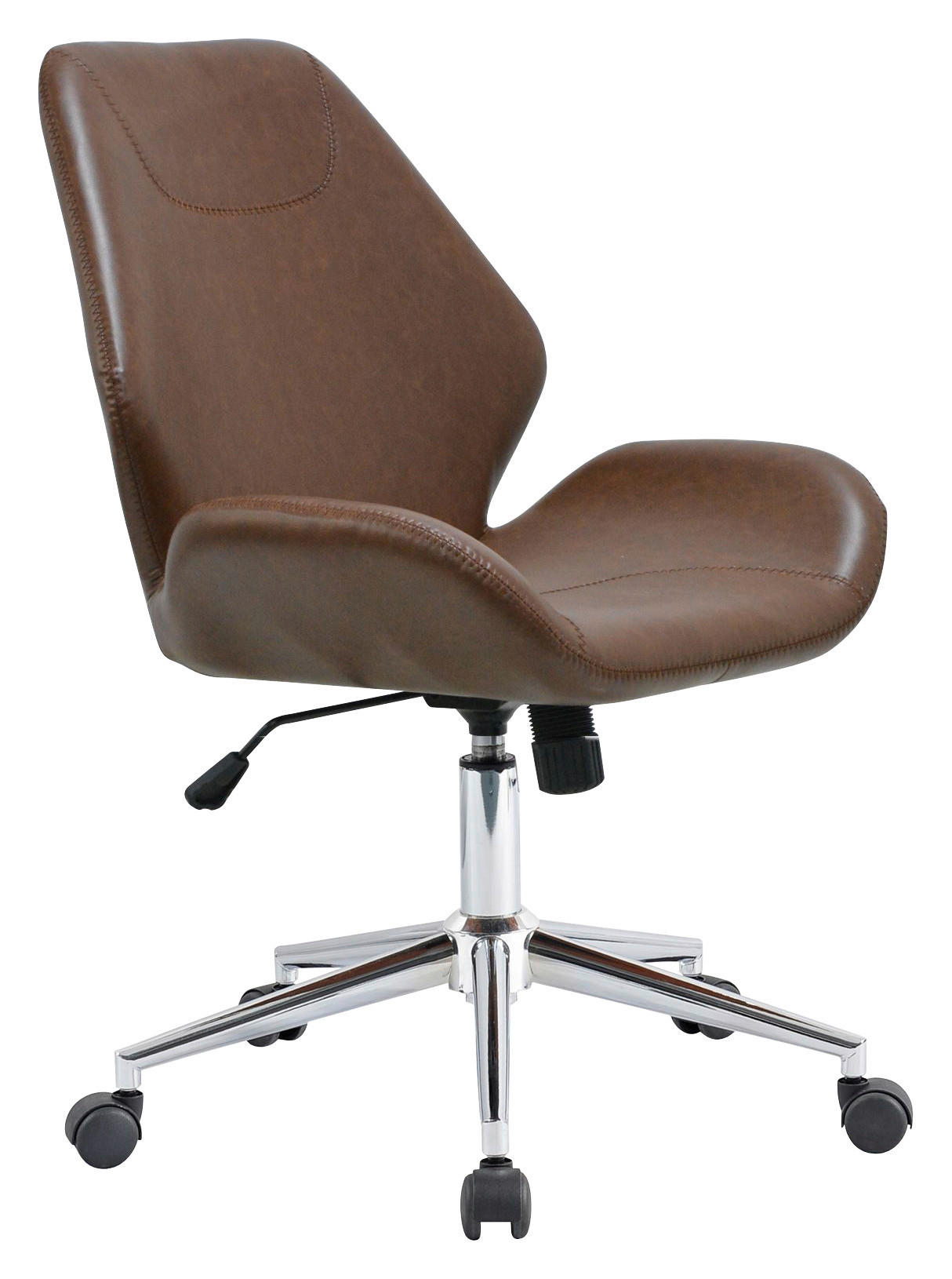 OTOČNÁ ŽIDLE, vzhled kůže, barvy chromu, tmavě hnědá - tmavě hnědá/černá, Design, kov/textil (59,5/91-101/62cm) - Hom`in
