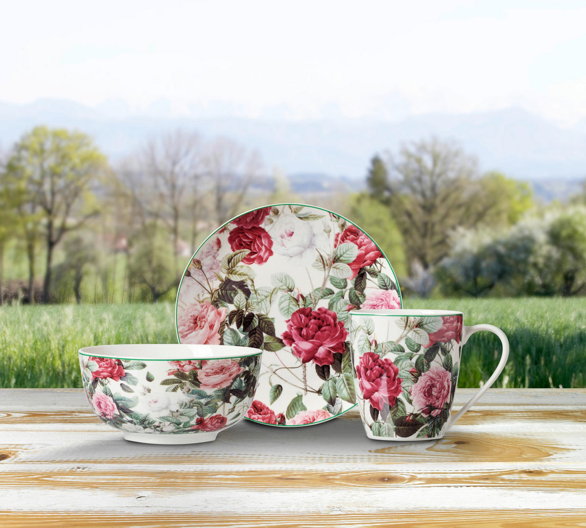 SERVICIU PENTRU MICUL DEJUN  - alb/multicolor, Trend, ceramică - Landscape