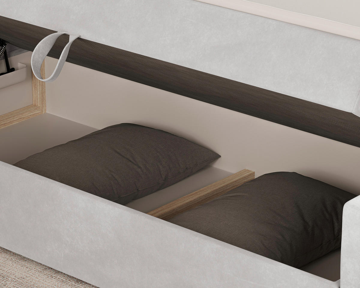 BOXBETT 140/200 cm,  in Silberfarben, Matratze, Topper, H3 = fest  - Silberfarben/Schwarz, KONVENTIONELL, Holz/Kunststoff (140/200cm) - Chameo