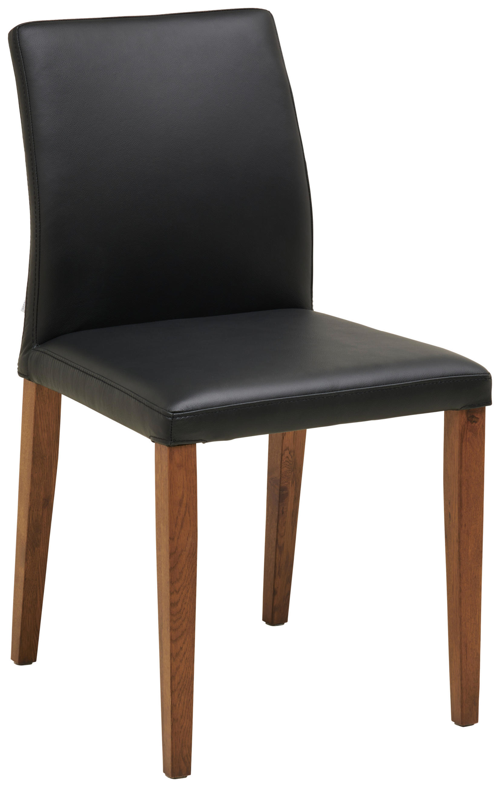 STUHL Echtleder Schwarz  - Walnussfarben/Schwarz, MODERN, Leder (47,5/87/57,5cm) - Livetastic