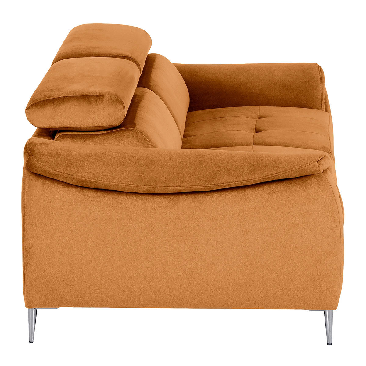 SCHLAFSOFA Samt Cognac  - Chromfarben/Cognac, Design, Textil/Metall (203/77-98/103cm) - MID.YOU