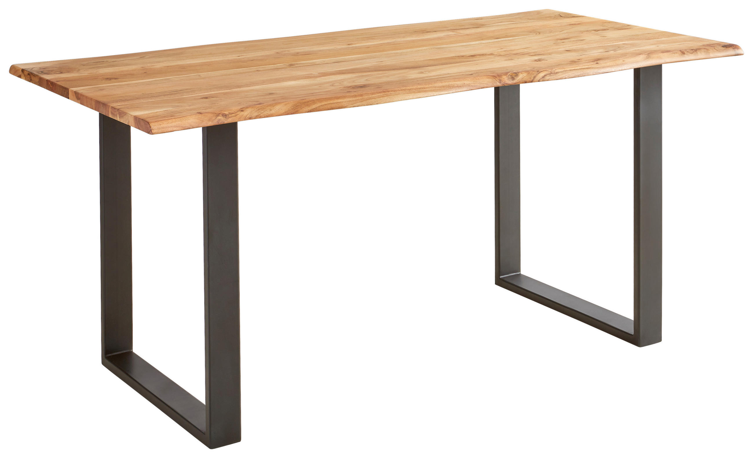 ESSTISCH Akazie vollmassiv rechteckig Schwarz, Akaziefarben  - Schwarz/Akaziefarben, Basics, Holz/Metall (140/80/76cm) - MID.YOU
