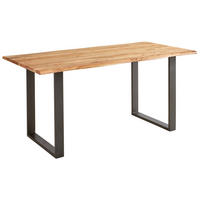 ESSTISCH Akazie vollmassiv rechteckig Schwarz, Akaziefarben  - Schwarz/Akaziefarben, Basics, Holz/Metall (200/100/76cm) - MID.YOU