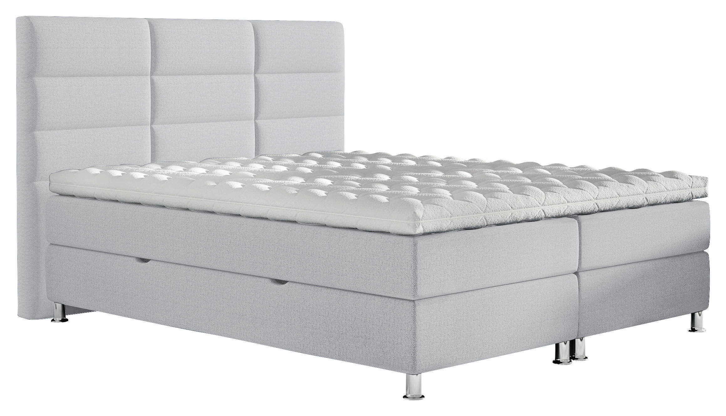 BOXBETT 140/200 cm  in Greige  - Chromfarben/Greige, KONVENTIONELL, Textil/Metall (140/200cm) - Carryhome