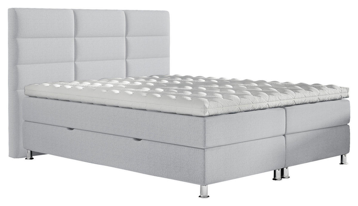 BOXBETT 140/200 cm  in Greige  - Chromfarben/Greige, KONVENTIONELL, Textil/Metall (140/200cm) - Carryhome
