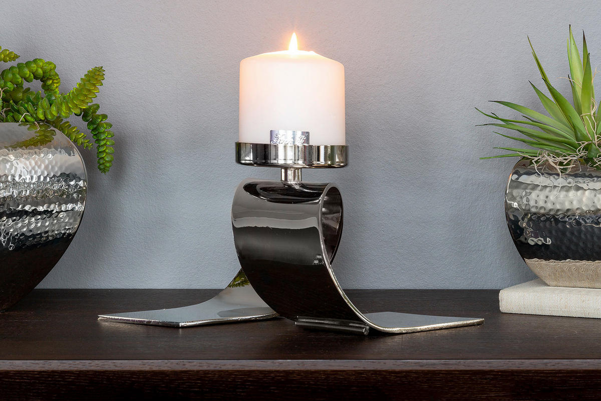 KERZENHALTER - Silberfarben, Basics, Metall (25/12/14cm) - Fink