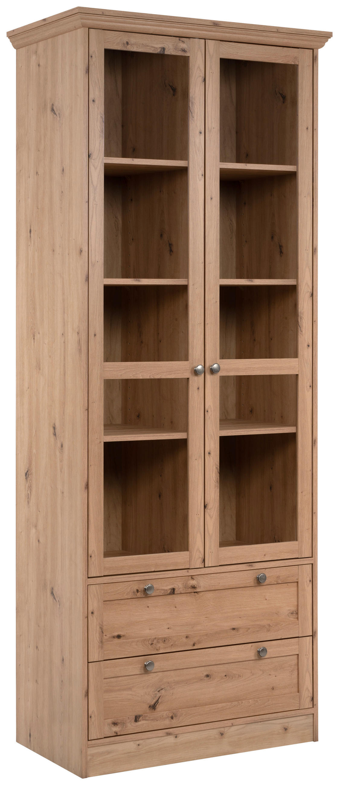 VITRINE in Eiche Artisan  - Eiche Artisan, Natur, Glas/Holzwerkstoff (80/200/45cm) - Livetastic