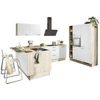 ECKKÜCHE  in Weiß, Tannenholzfarben  - Tannenholzfarben/Schwarz, Design, Holzwerkstoff/Metall (121,6/280/150cm) - Xora
