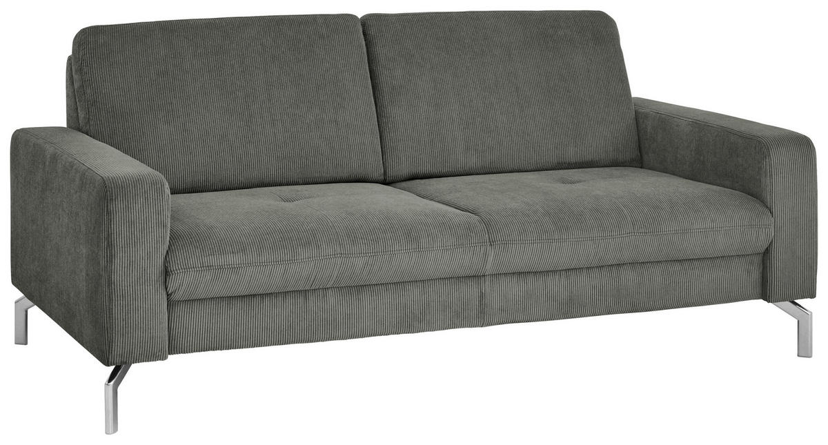 3-SITZER-SOFA Feincord Grau  - Chromfarben/Grau, Design, Textil/Metall (194/87/105cm) - Beldomo Style