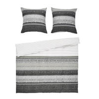 BETTWÄSCHE 3-teilig Davos Biber 200/220 cm  - Beige/Weiß, Design, Textil (200/220cm) - Janine