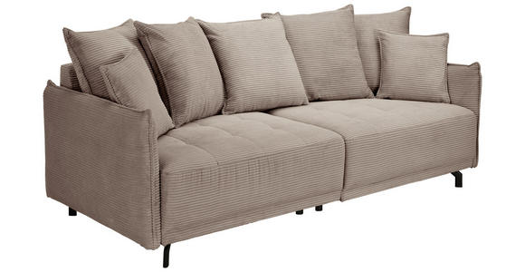 BIGSOFA  in Cord Taupe  - Taupe/Schwarz, Design, Textil/Metall (226/91/103cm) - Carryhome