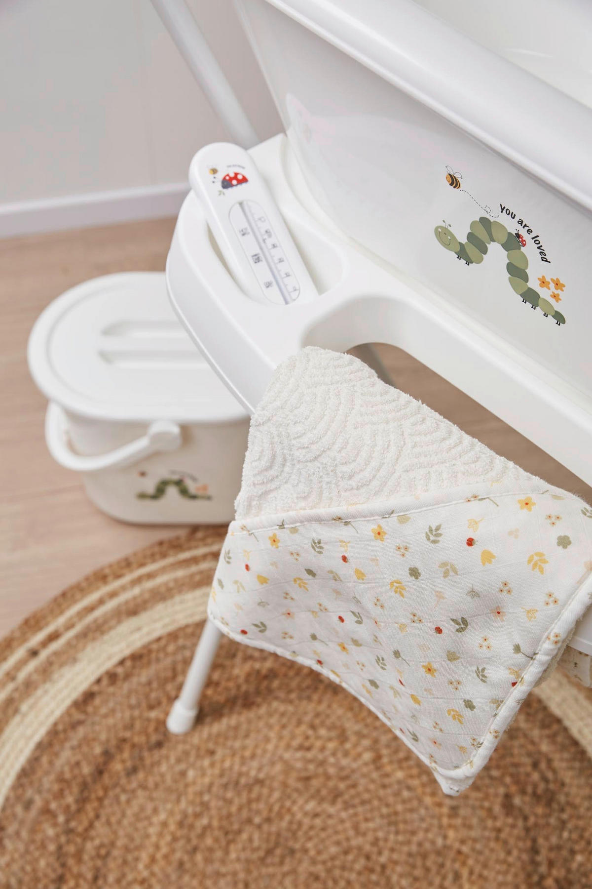 KAPUZENBADETUCH    - Weiß/Grün, Basics, Textil (85/75/1cm) - Bebe Jou