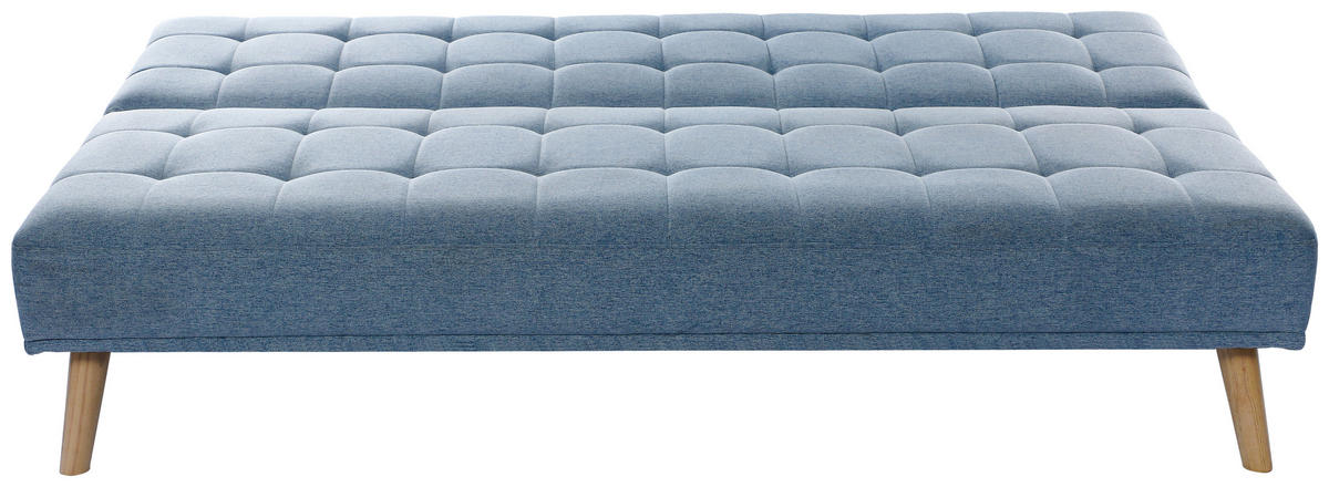 SCHLAFSOFA Leinenoptik Hellblau  - Schwarz/Naturfarben, Design, Holz/Kunststoff (179/81/85cm) - P & B