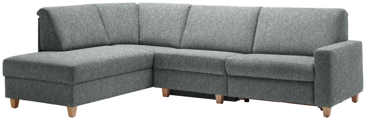 ECKSOFA  in Mikrovelours Graugrün  203/261 cm  - Eichefarben/Graugrün, KONVENTIONELL, Holz/Textil (203/261cm) - Sedda