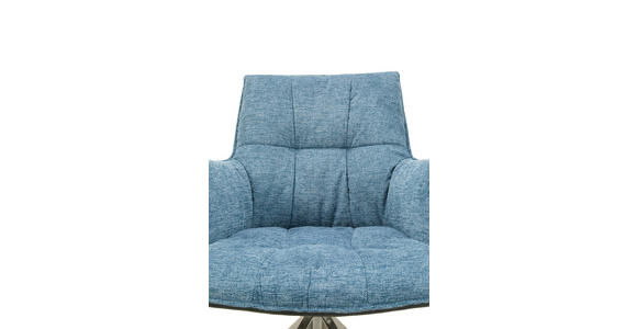 ARMLEHNSTUHL in Edelstahl Mikrofaser, Leinenoptik - Blau/Edelstahlfarben, Design, Textil/Metall (59/89,5/63cm) - Novel