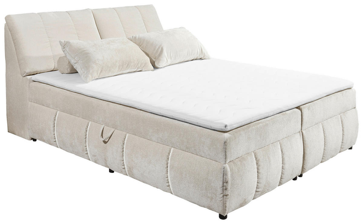 BOXBETT 160/200 cm  in Beige  - Beige/Schwarz, MODERN, Holzwerkstoff/Kunststoff (160/200cm) - MID.YOU