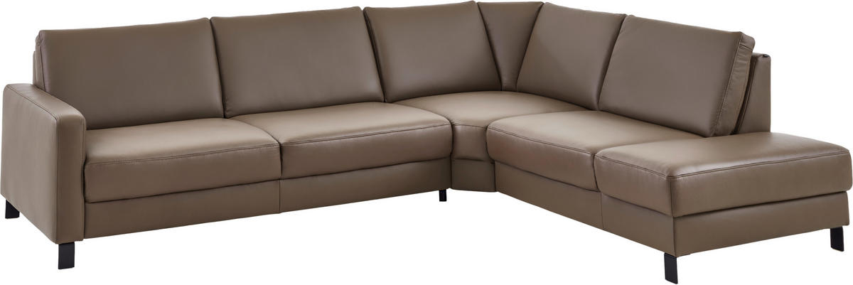 ECKSOFA Echtleder Braun  - Schwarz/Braun, Konventionell, Leder/Metall (306/243cm) - Dieter Knoll
