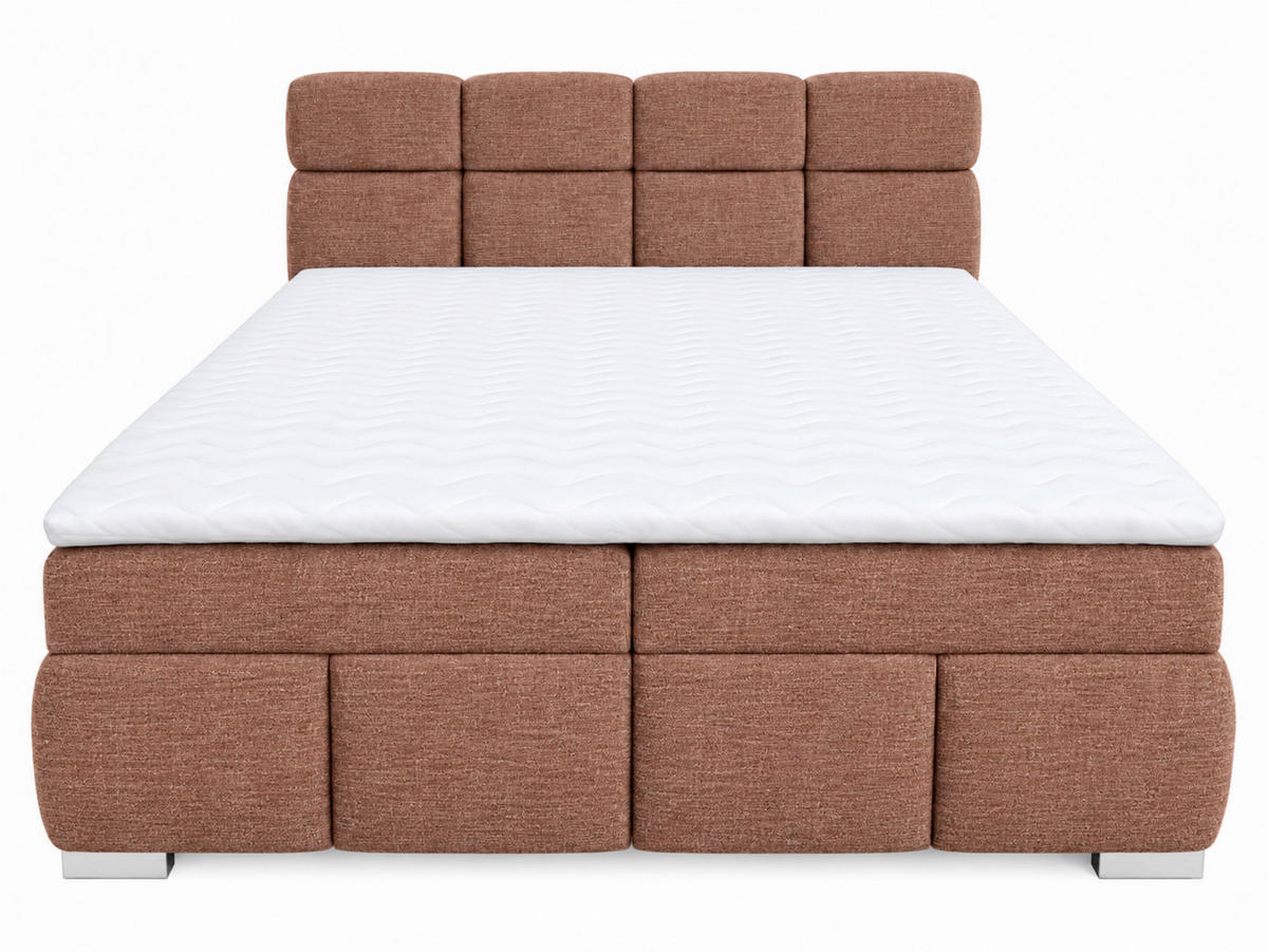 BOXBETT 140/200 cm,  in Terracotta, Bettkasten, Topper,  - Chromfarben/Terracotta, MODERN, Holz/Kunststoff (140/200cm) - MID.YOU