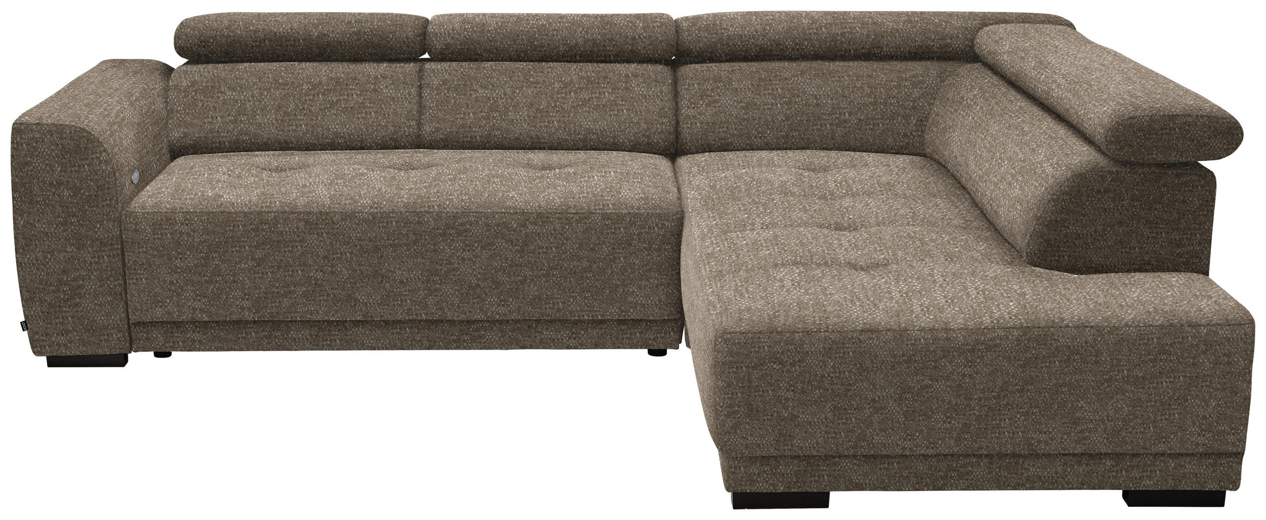 ECKSOFA in Chenille Hellbraun  - Hellbraun/Schwarz, Design, Kunststoff/Textil (284/205cm) - MID.YOU