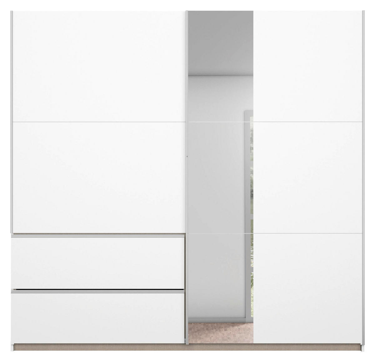 SCHWEBETÜRENSCHRANK 218/210/59 cm 2-türig Weiß  - Alufarben/Weiß, Design, Holzwerkstoff/Metall (218/210/59cm) - Rauch Möbel