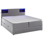 BOXSPRINGBETT 180/200 cm,  in Hellgrau, Matratze, Beleuchtung, Bettkasten, Topper, H3 = fest  - Hellgrau/Schwarz, Design, Holz/Textil (180/200cm) - Xora