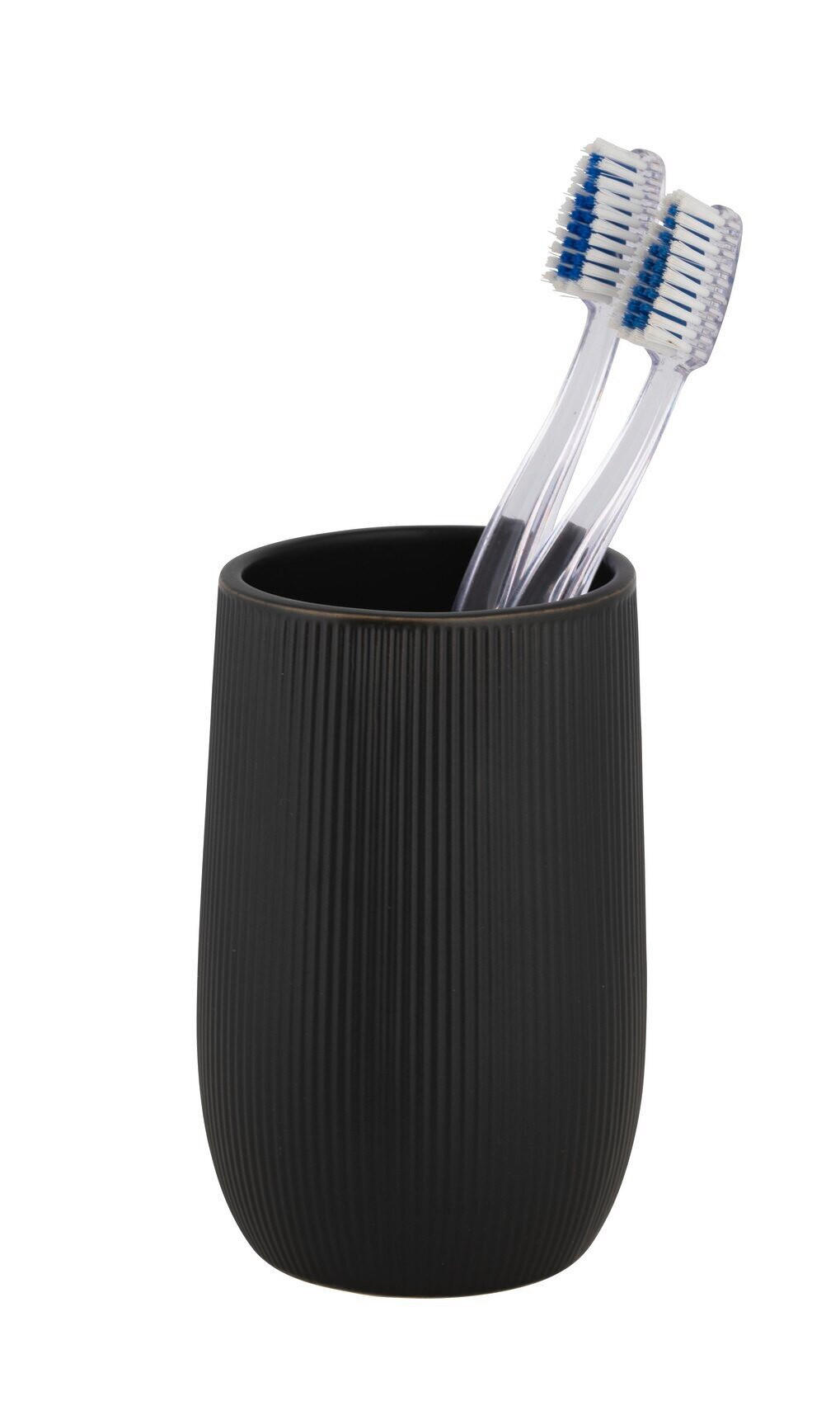 ZAHNPUTZBECHER FABLO  - Schwarz, Basics, Keramik (8/12/8cm) - Wenko