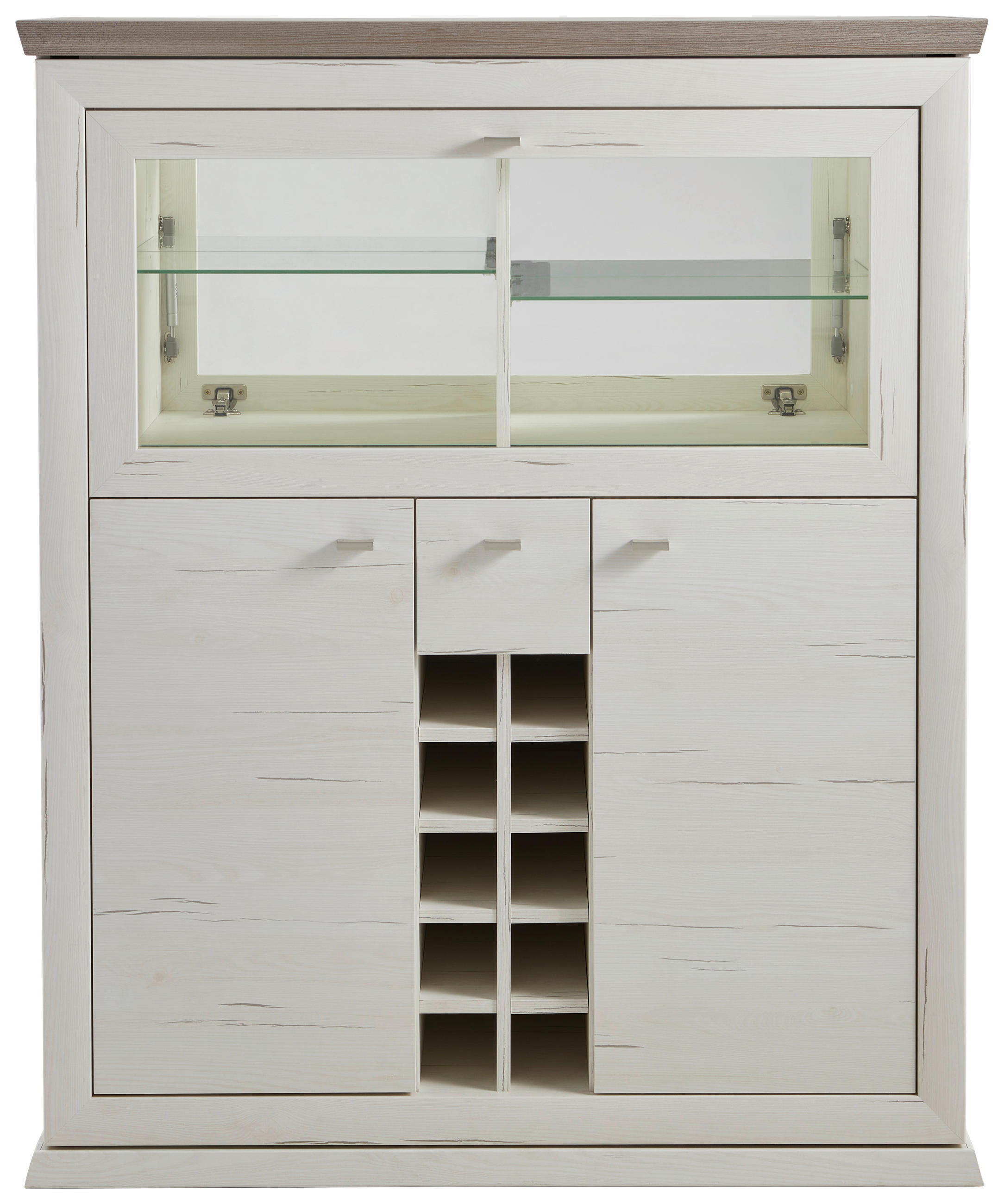 BARSCHRANK Grau, Weiß - Weiß/Grau, LIFESTYLE, Glas/Holzwerkstoff (110,2/134,4/43cm) - Hom`in