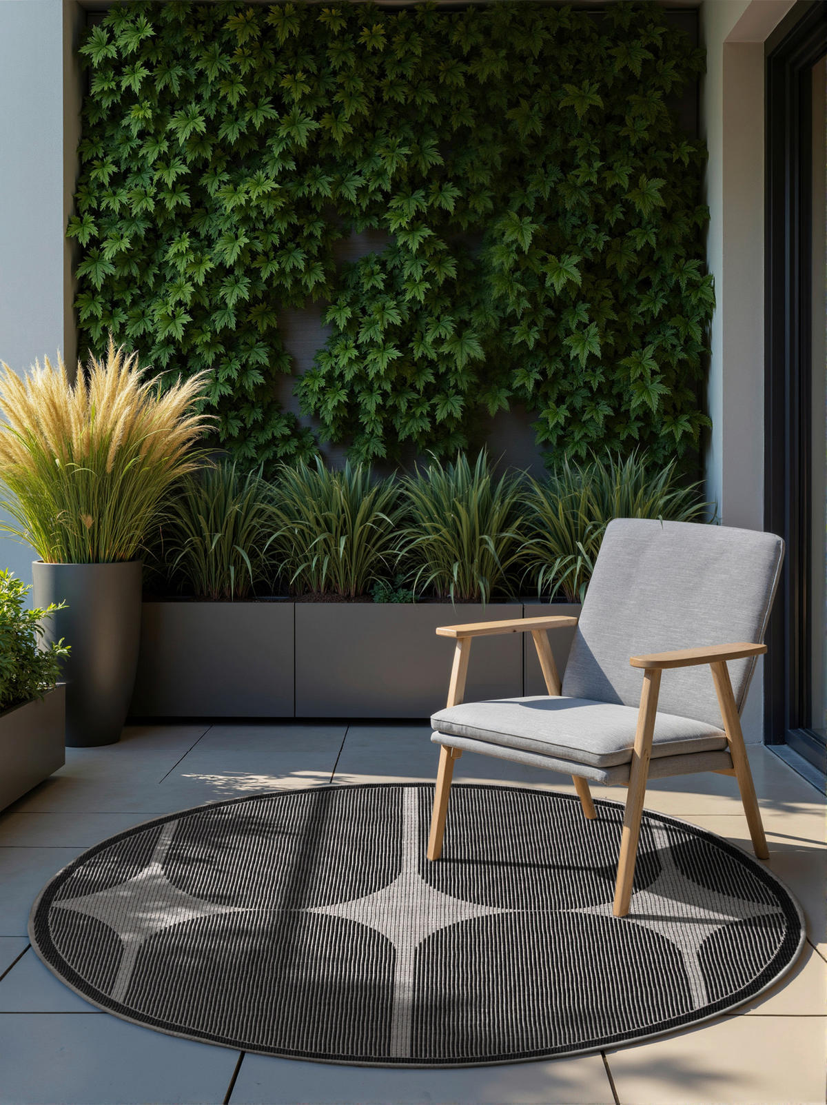 OUTDOORTEPPICH 160 cm Duet Schwarz, Weiß  - Schwarz/Weiß, Design, Kunststoff (160cm)