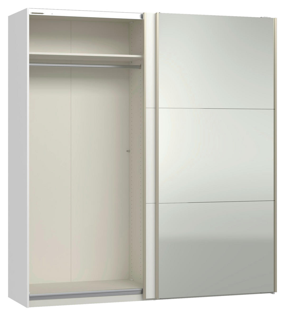 SCHWEBETÜRENSCHRANK 203/220/65 cm 2-türig Weiß  - Edelstahlfarben/Weiß, Design, Glas/Holzwerkstoff (203/220/65cm) - Jutzler