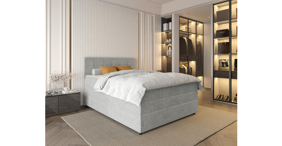 BOXSPRINGBETT 140/200 cm in Hellgrau - Hellgrau/Schwarz, KONVENTIONELL, Kunststoff/Textil (140/200cm) - Carryhome