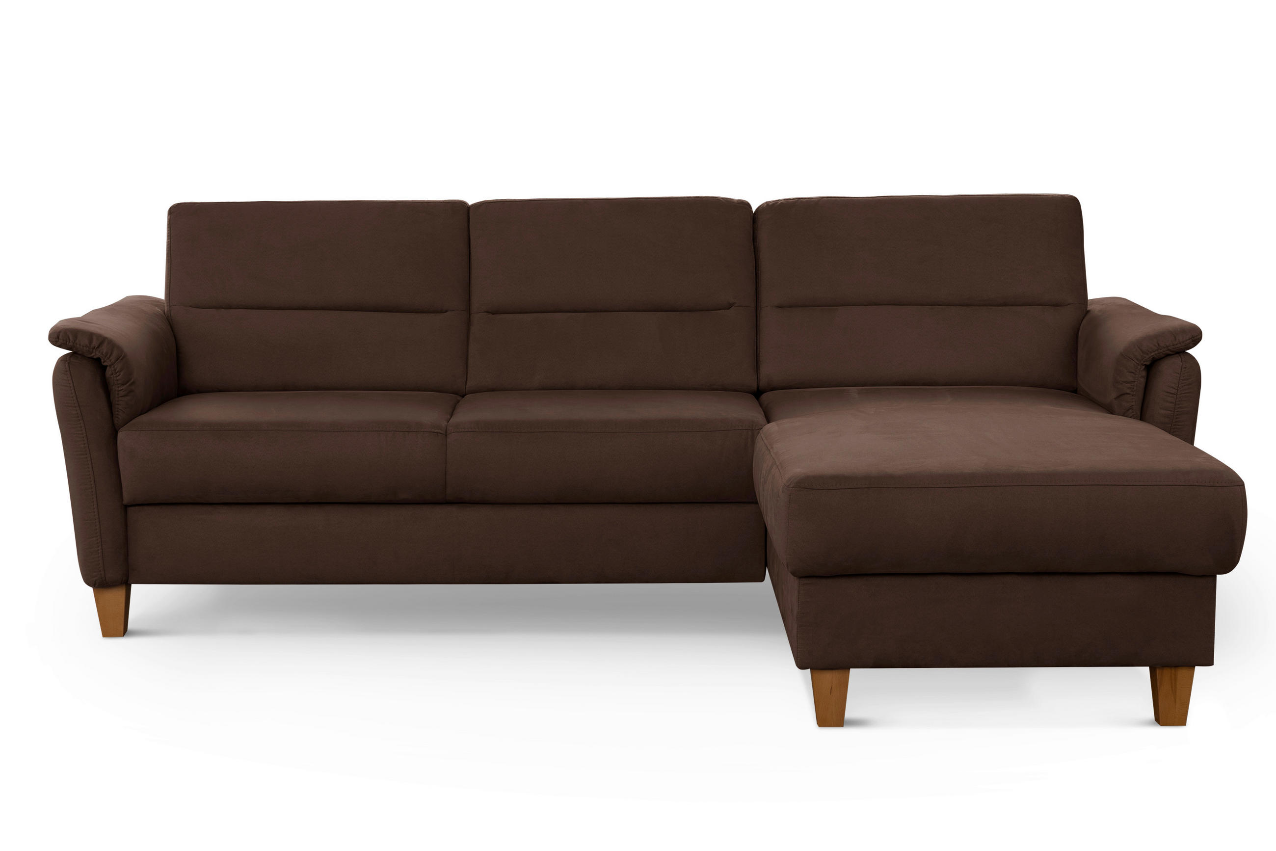 ECKSOFA in Mikrofaser Dunkelbraun  - Eichefarben/Dunkelbraun, Konventionell, Holz/Textil (244/163cm) - Sit & More
