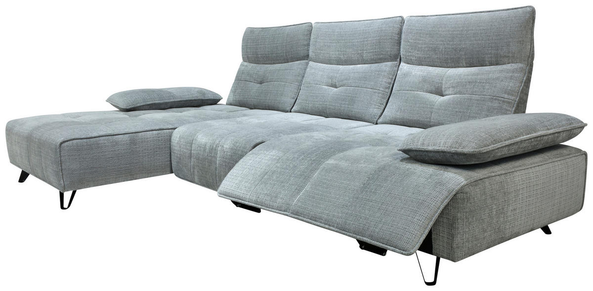 ECKSOFA Hellgrau Chenille  - Hellgrau/Schwarz, Design, Kunststoff/Textil (162/314cm) - Livetastic