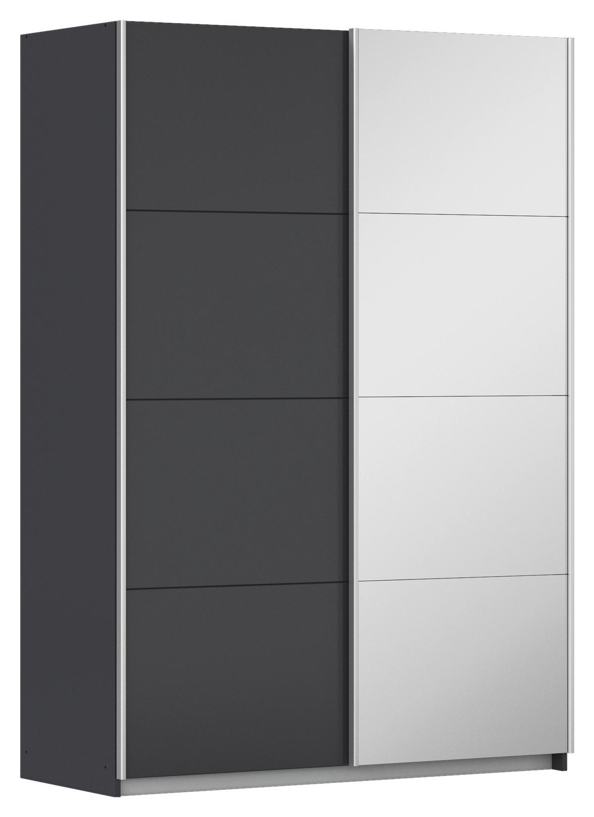 SCHWEBETÜRENSCHRANK Graphitfarben, Silberfarben  - Silberfarben/Alufarben, Modern, Holzwerkstoff/Metall (136/197/61cm) - Rauch Möbel