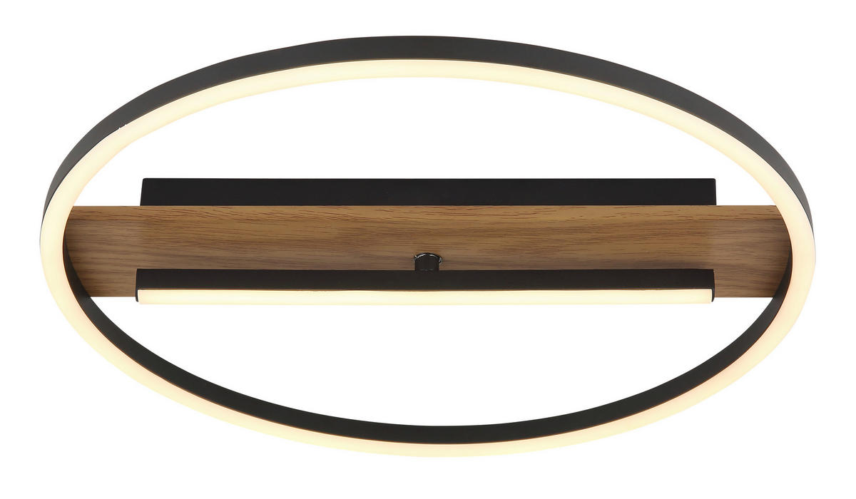 LED-DECKENLEUCHTE  40,5/5,5 cm    - Dunkelbraun/Opal, Natur, Textil/Metall (40,5/5,5cm) - Globo