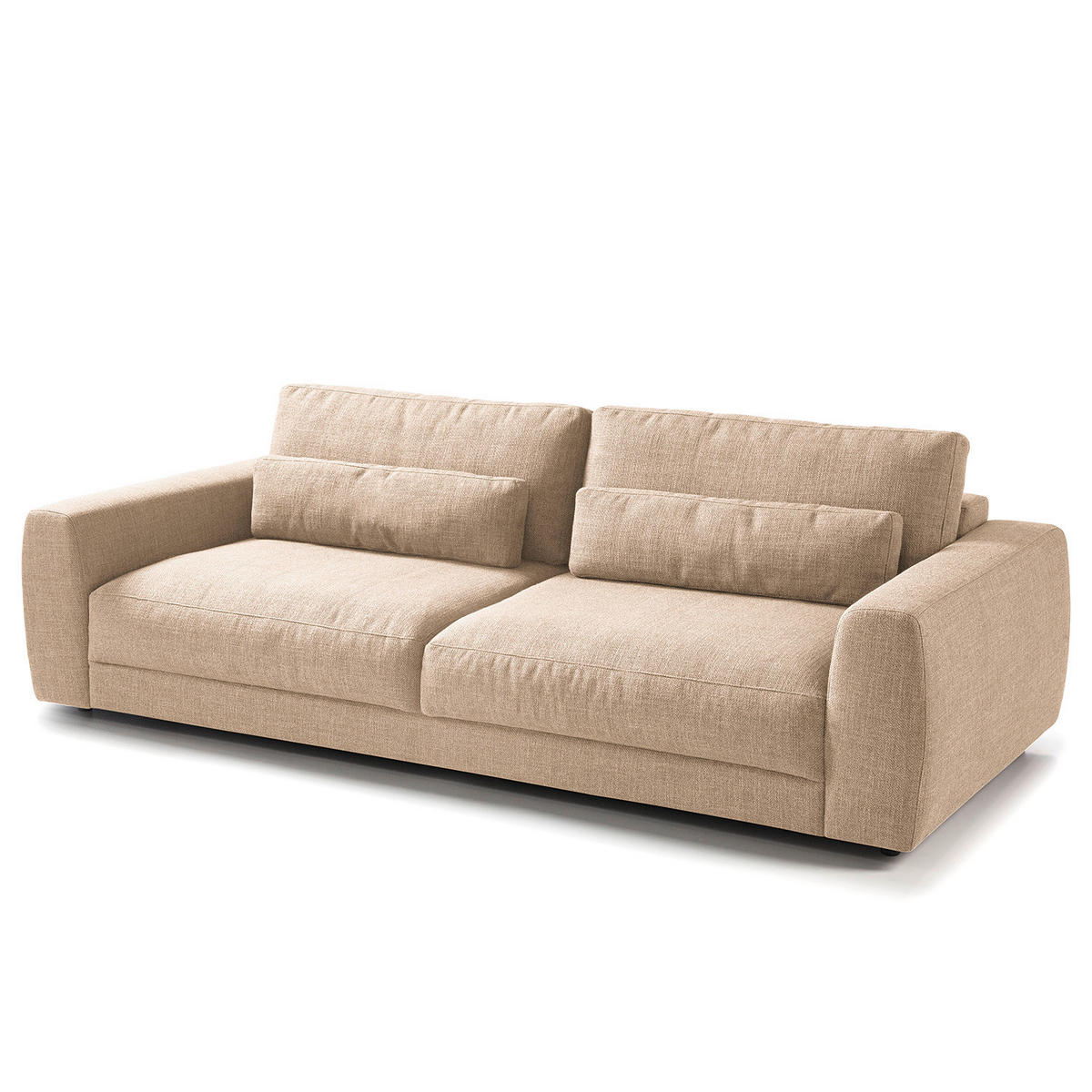 3-SITZER-SOFA Webstoff Beige  - Beige/Schwarz, Design, Kunststoff/Textil (250/80/117cm) - home24