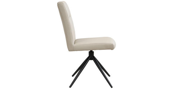 STUHL Echtleder Schwarz, Beige  - Beige/Schwarz, Trend, Leder/Metall (47/89/62cm) - Novel