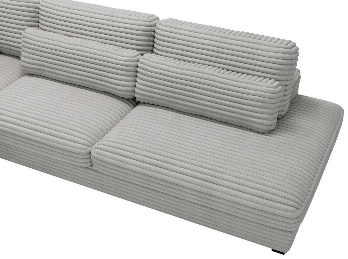 ECKSOFA in Cord, Plüsch Grau  - Schwarz/Grau, Design, Kunststoff/Textil (244/332cm) - Livetastic