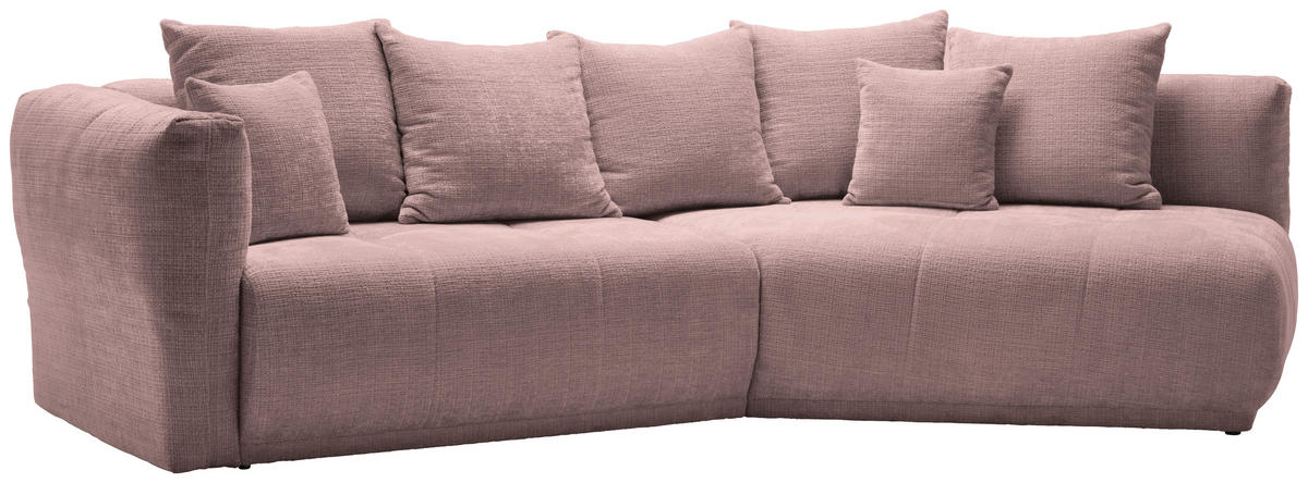 ECKSOFA in Chenille Rosa  - Schwarz/Rosa, Modern, Kunststoff/Textil (315/180cm) - Hom`in