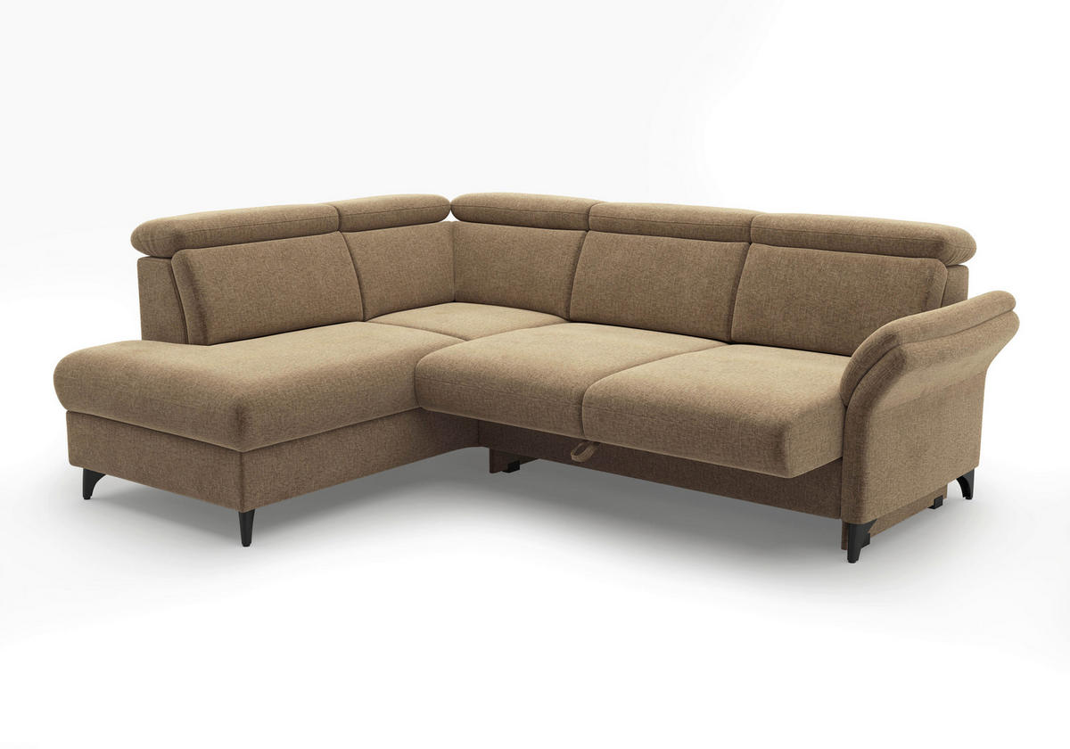 ECKSOFA Flachgewebe Hellbraun  - Hellbraun/Schwarz, Konventionell, Textil/Metall (193/247cm) - Sit & More