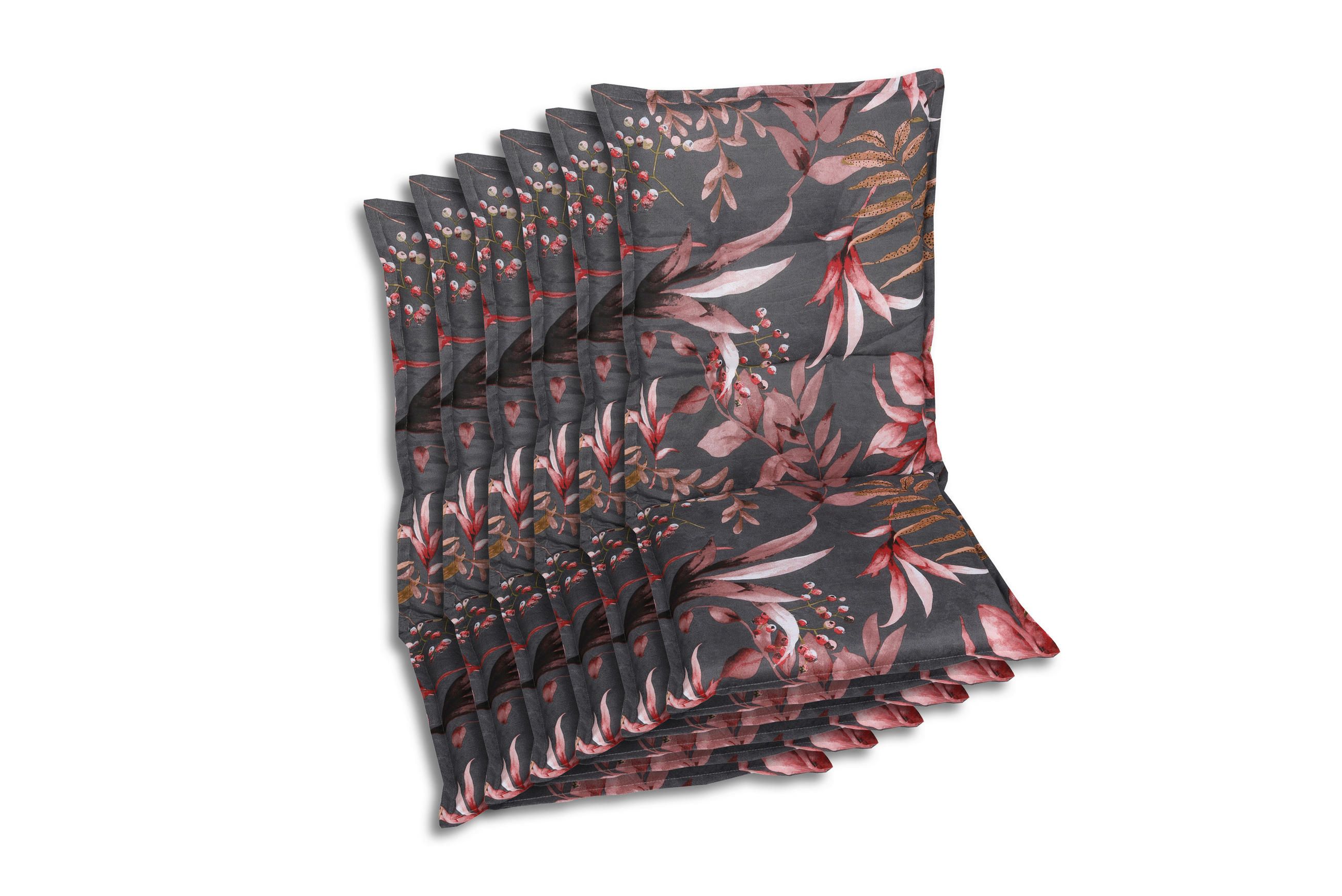 SESSELAUFLAGENSET Blätter  - Anthrazit/Braun, Basics, Textil (50/7/108cm)