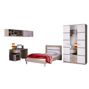 SOBA ZA MLADE bijela, hrast Sonoma - bijela/hrast Sonoma, Design, staklo/drvni materijal (360/218/60cm) - Boxxx