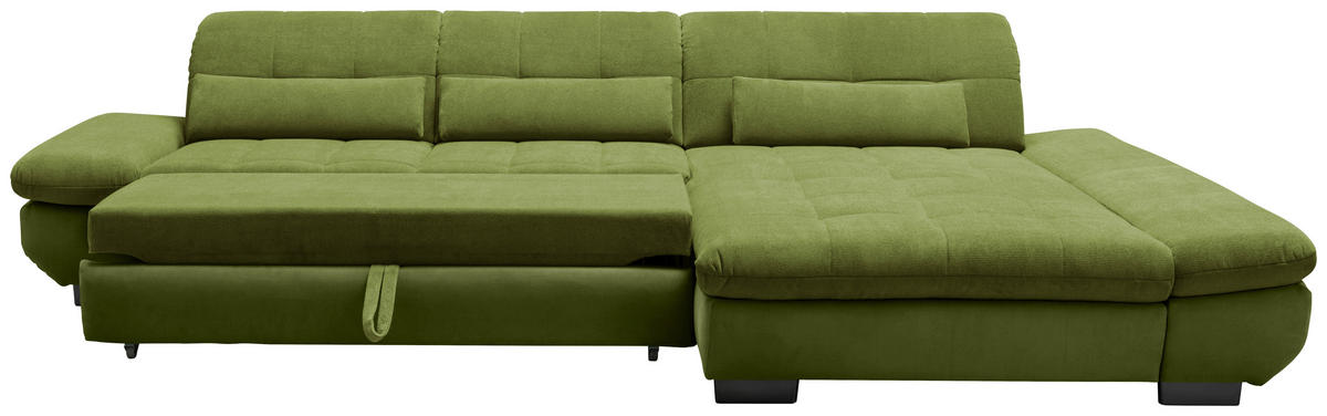SEDEŽNA GARNITURA, gladka tkanina zelena  - črna/zelena, Design, kovina/tekstil (341/204cm) - Xora