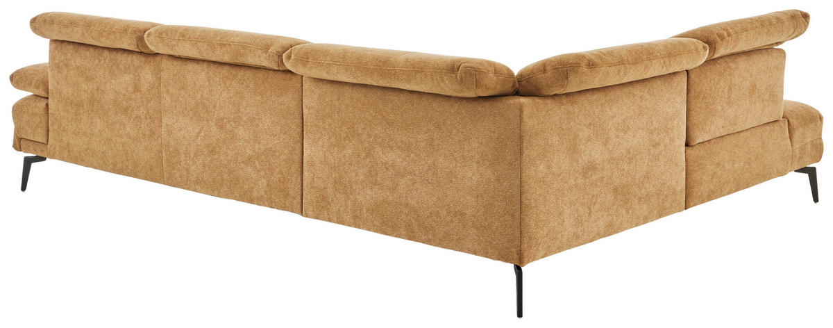 ECKSOFA Beldomo System Dunkelgelb Chenille Rücken echt, Kopfteilverstellung  - Dunkelgelb/Schwarz, Design, Textil/Metall (235/311cm) - Beldomo System