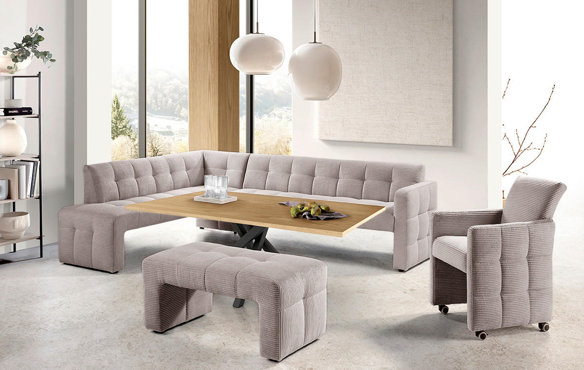 KLUPA KUTNA  cappuccino  drvo, tekstil, drvni materijal      - cappuccino/crna, Moderno, drvni materijal/drvo (265/197cm) - Livetastic