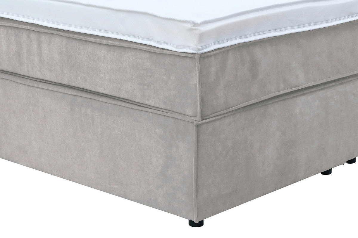 BOXSPRINGBETT 120/200 cm  in Hellgrau  - Hellgrau/Schwarz, Konventionell, Kunststoff/Textil (120/200cm) - Boxxx