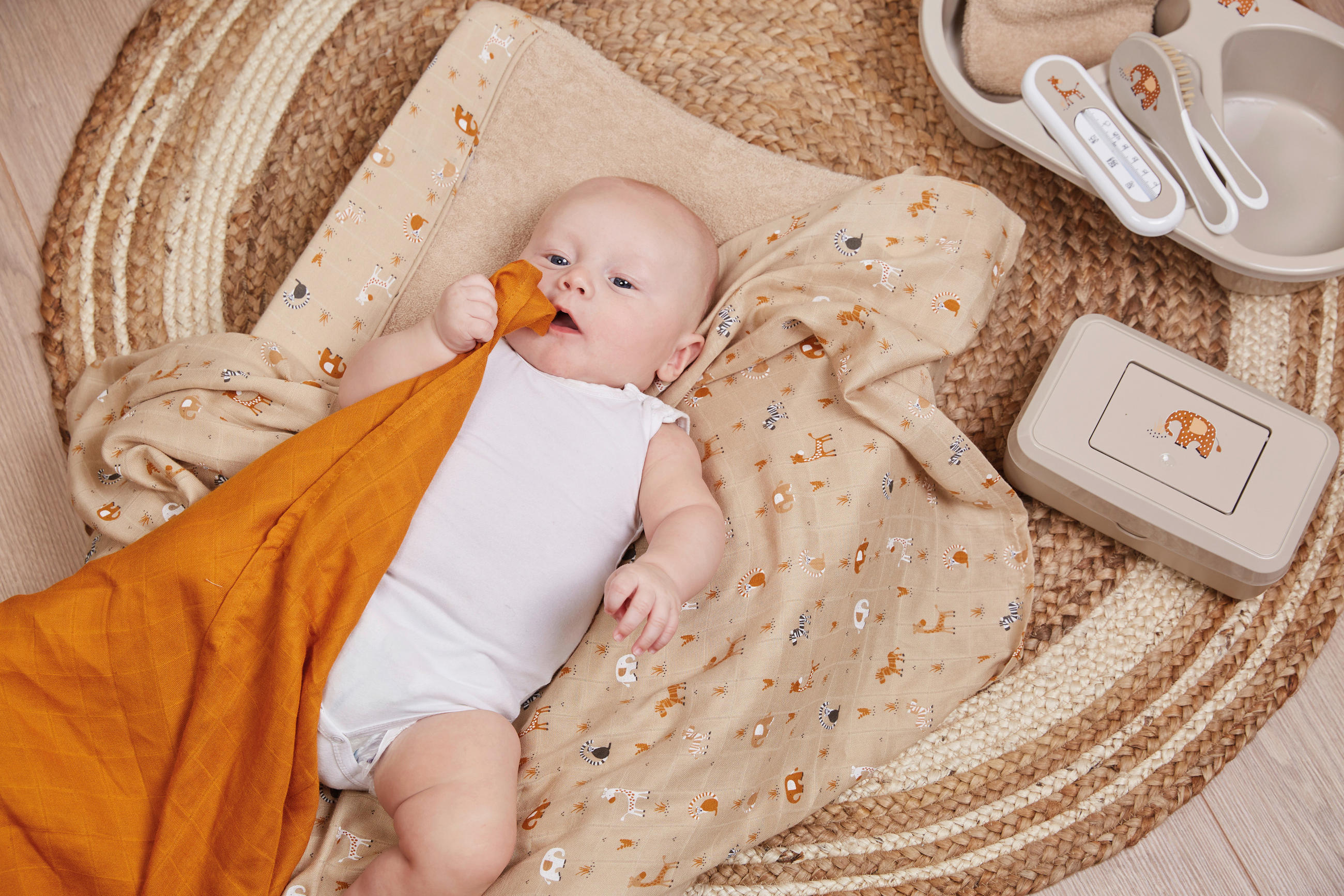 BABYKAMM UND BÜRSTE 2tlg. STEPPE  - Taupe, Basics, Kunststoff (23/12,5/3cm) - Bebe Jou