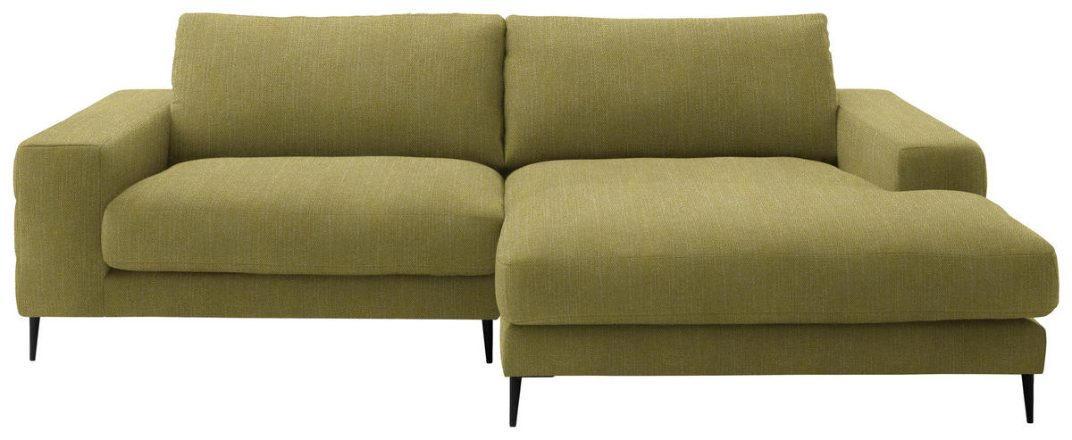ECKSOFA in Flachgewebe Hellgrün  253/177 cm  - Schwarz/Hellgrün, Design, Textil/Metall (253/177cm) - Dieter Knoll
