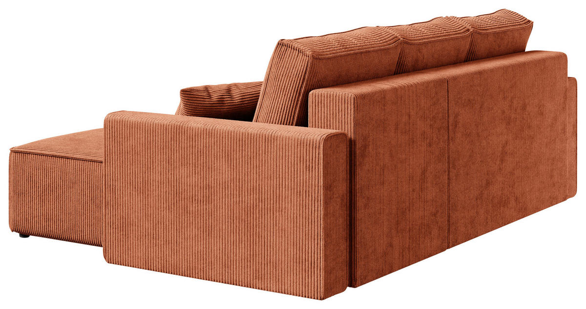 ECKSOFA Rostfarben Cord  - Rostfarben/Schwarz, KONVENTIONELL, Kunststoff/Textil (232/143cm) - Carryhome